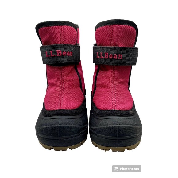 L.L. BEAN Toddler Snow Boots Lined Size 6 Pink & Black Adjustable Closure - Picture 1 of 6